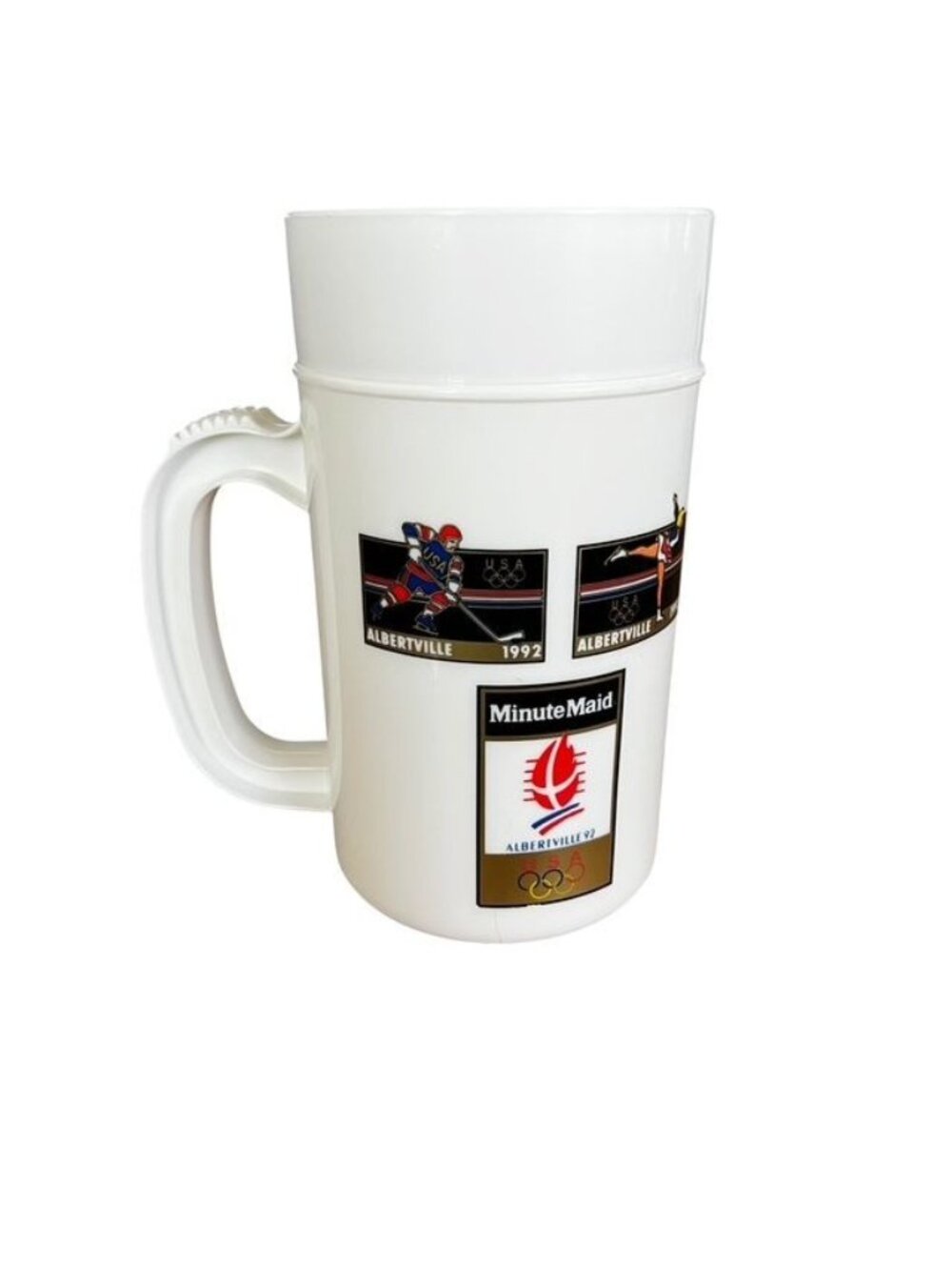 Vintage 1992 Minute Maid Olympic Super Max Plastic Mug Albertville Winter Games